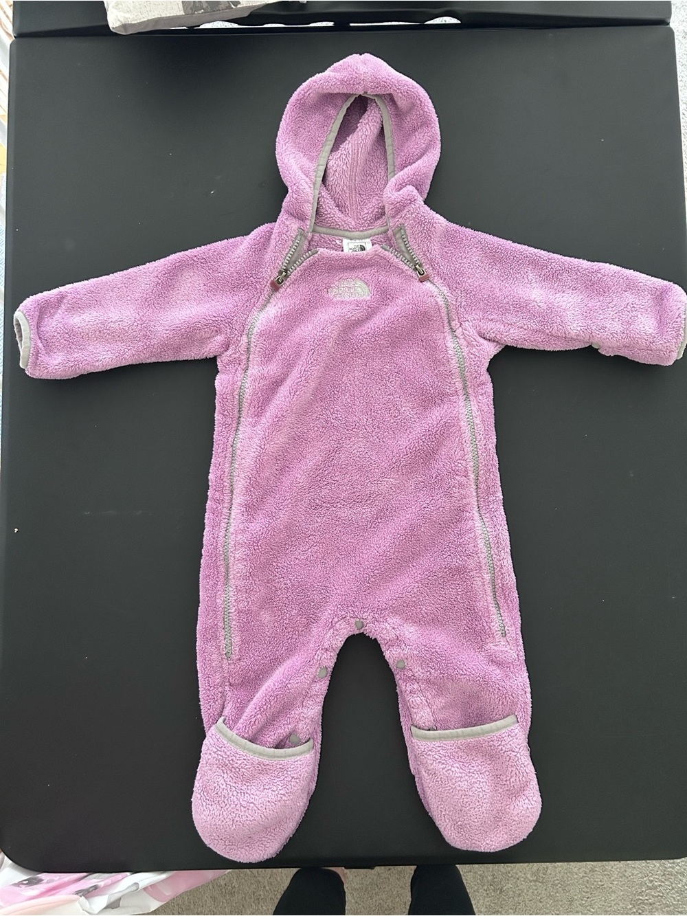 The North Face Lavender Hooded Fleece Infant One-Piece Footie